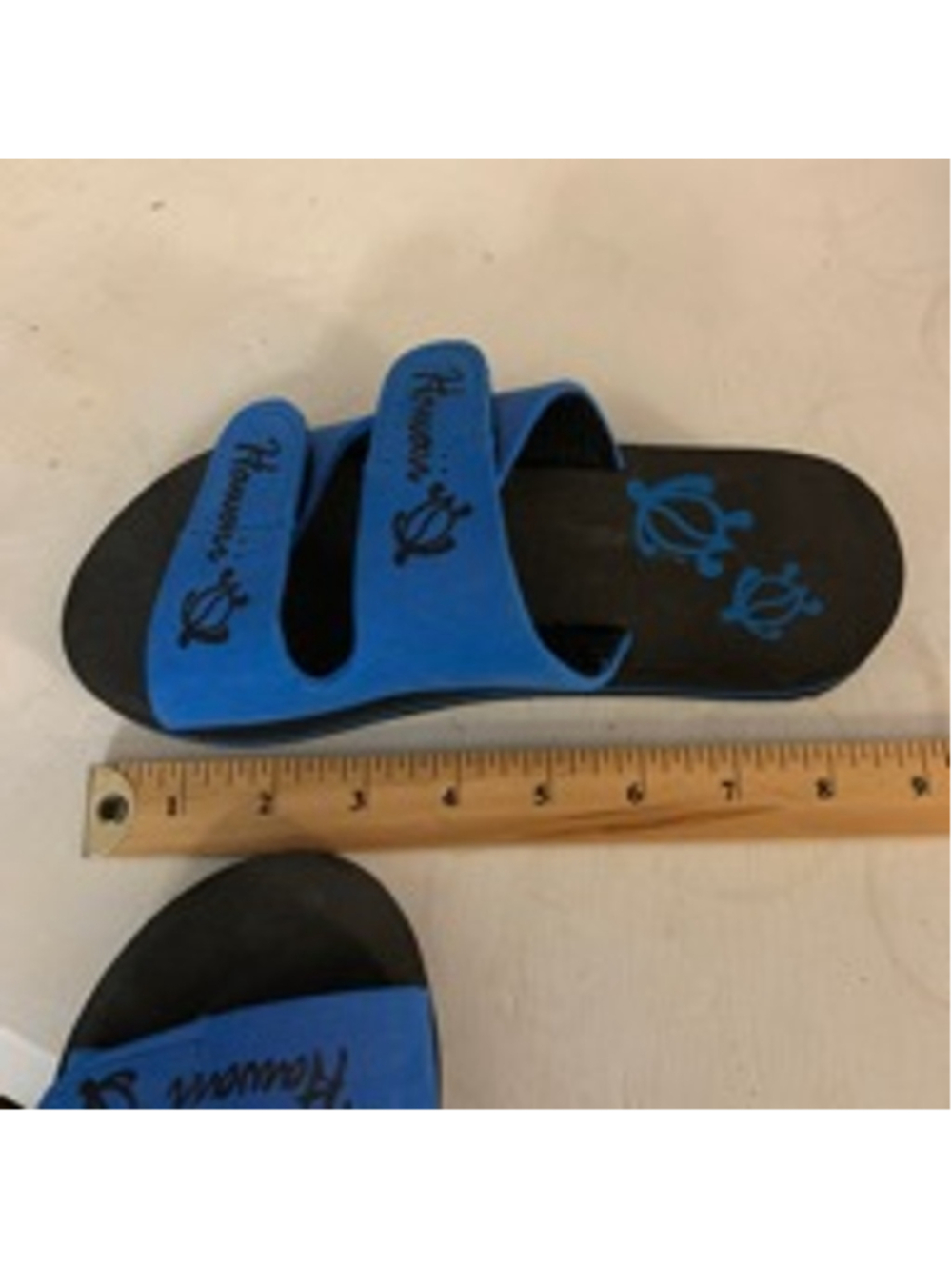 Hawaii turtle foam Sandals Size 6 Blue black velcro - Picture 5 of 5
